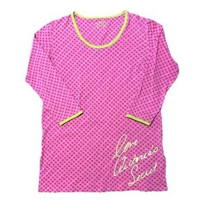 Victoria's Secret Womens Long Sleeve Pink Star Sleepshirt/nightgown Sz Small Y2K